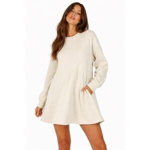 AMERICAN EAGLE Women’s Cream Long Sleeve Babydoll Sweatshirt Dress XL
